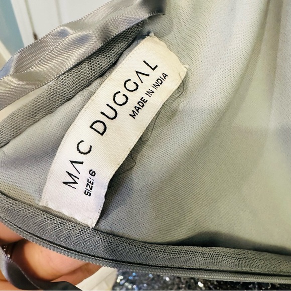 NWT Mac Duggal Sz 6 5479 Embellished One Shoulder Asymmetrical Gown Slate $798 - Picture 17 of 17